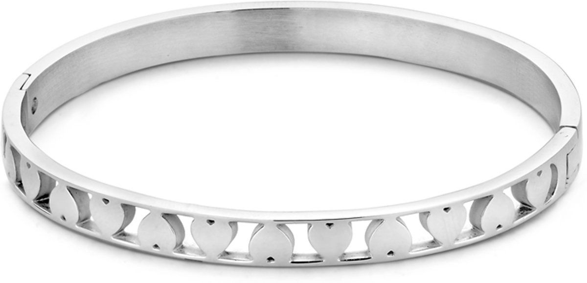 CO88 Collection 8CB-90093 - Stalen bangle met hartjes - zilverkleurig