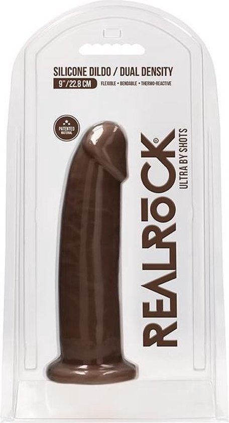 RealRock - Ultra Silicone Dildo Without Balls - 22,8 cm - Brown