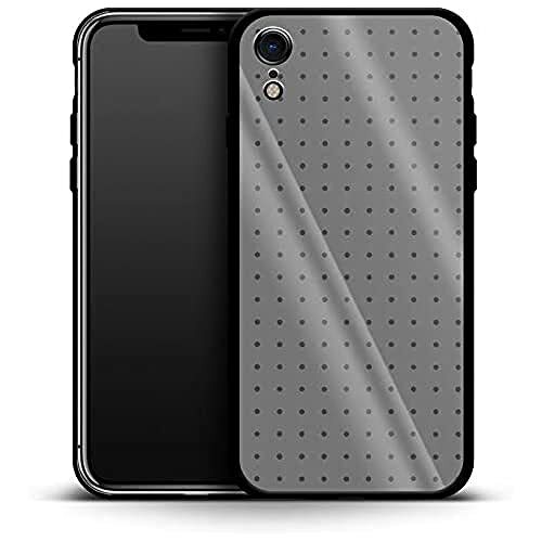 caseable caseable Apple iPhone XR luxe glazen telefoonhoes - schokabsorberend & krasbestendig oppervlak - kleurrijk design - Dot Grid Grey