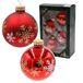Dekohelden24 Lauschaer Kerstboomversiering, set van 4 glazen ballen in rood mat en glanzend, met de hand versierd met sneeuwvlokken, met gouden kroontjes, diameter ca. 7 cm, rood-wit