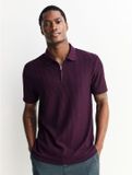 Next Heren Getextureerd formeel poloshirt met rits bij de hals - Paars