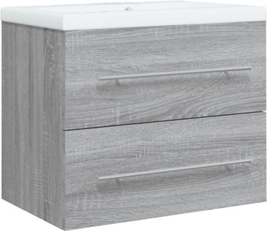vidaXL Wastafelkast met ingebouwde wasbak, bewerkt hout, grijs sonoma