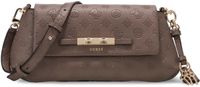 GUESS Carmella Flap Crossbody Taupe Logo Schoudertas