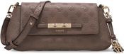 GUESS Carmella Flap Crossbody Taupe Logo Schoudertas