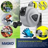 MASKO® Kabelhaspel 15 meter automatisch voor buiten met 3 stopcontacten Wandmontage 1,5m Aansluitkabel Inclusief Handschoenen - Grijs