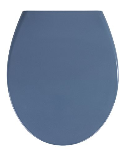 WENKO Premium wc-bril Samos Slate Blue, antibacteriële toiletbril met automatische sluiting, roestvrije Fix-Clip hygiënische roestvrijstalen bevestiging