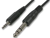 Pro Signal PSG03421 3,5 mm tot 6,35 mm (1/4") Stereo Jack Plug to Plug Lead, 250 mm, Zwart