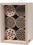 Merkloos Professioneel Wilde Bijenhotel met Papieren Buisjes - Insectenhotel voor Solitaire Bijen - Natuurlijke Houten Constructie 16 x 12,5 x 23 cm