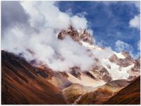 Merkloos / Sans marque Poster - Mountain Peaks with Dense Clouds - 80x60 cm - Glossy Finish