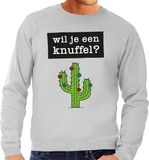 Bellatio Decorations Shoppartners Bv Wil je een Knuffel tekst sweater grijs heren - heren trui Wil je een Knuffel? XL