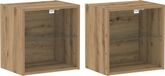 vidaXL Zwevende plank met LED-verlichting, set van 2, bruin, 40 x 28,5 x 40 cm