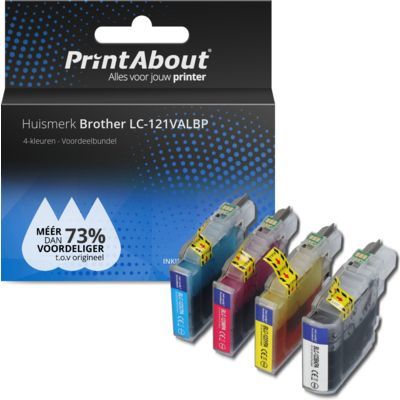 PrintAbout Huismerk LC-121VALBP Inktcartridge 4-kleuren Voordeelbundel - Compatibel met Brother