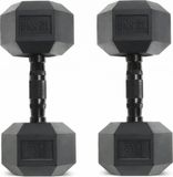 Gym Masters Dumbbells 12,5 kg Set (2 stuks) – Hexagon Rubber Dumbbells – Zwart