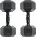 Gym Masters Dumbbells 12,5 kg Set (2 stuks) – Hexagon Rubber Dumbbells – Zwart