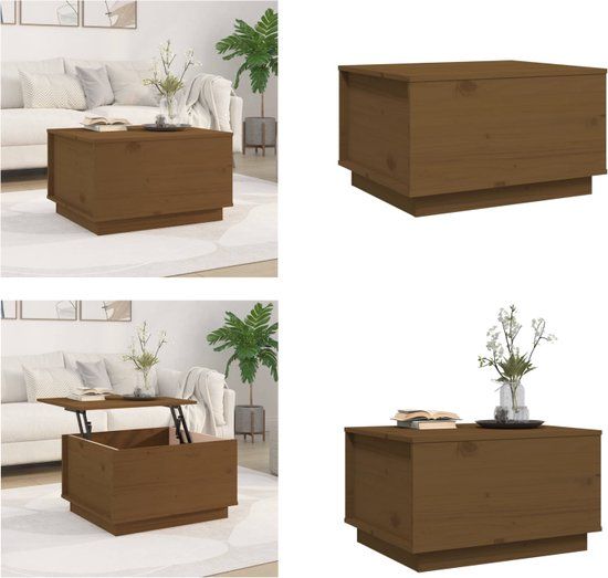 vidaXL Salontafel 60x50x35 cm massief grenenhout honingbruin