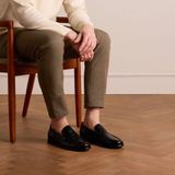 Manfield - Heren - Zwarte leren loafers - Maat 40