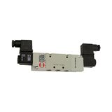 Riegler 5/2-wegventiel, elektropneumaat, bistabil, G 3/8, DN 13,3, 24 V DC, bedrijfsdr. 1,0-10 bar, bedrijfstemperatuur. -10 °C tot 60 °C, aluminium.