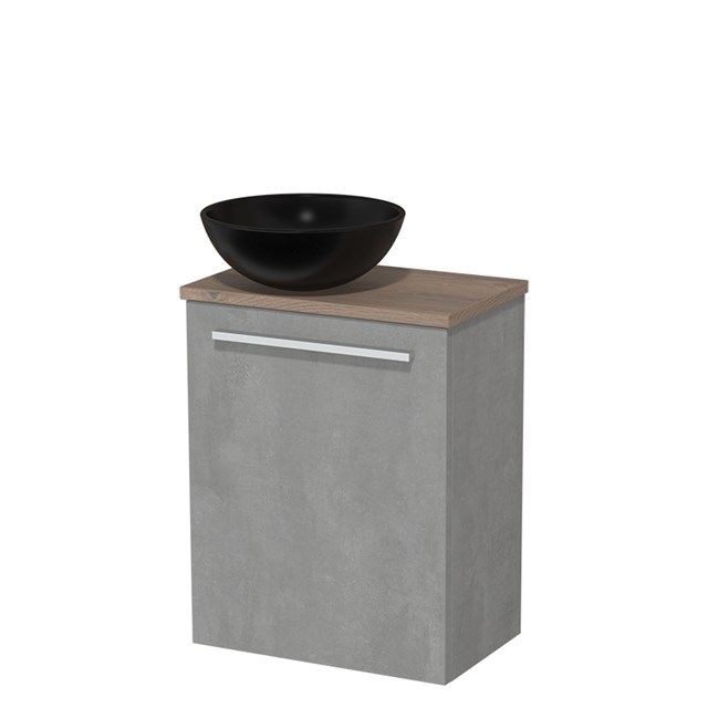 Maxaro Modulo Toiletmeubel 41 cm Lichtgrijs Beton - Middenbruin Eiken