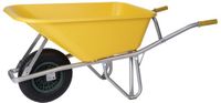 Torso Valkenpower BV Torso Kruiwagen 100L – Kunststof Bak – Luchtwiel 380 mm – Draagvermogen 250 kg – Geel