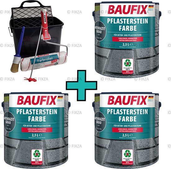BAUFIX Impregnerende Tuintegel verf antraciet grijs 7.5L - 22.5 m²