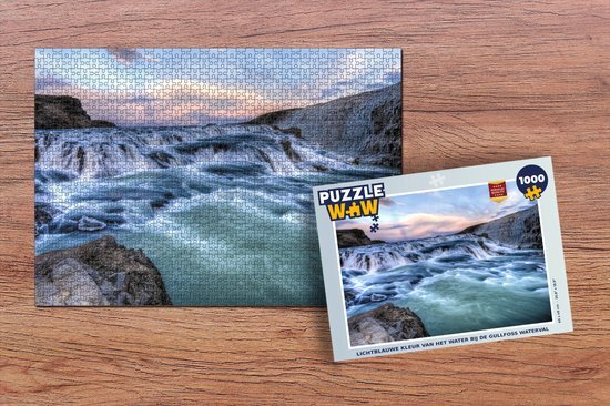 MuchoWow Puzzel Lichtblauwe kleur van het water bij de Gullfoss waterval - Legpuzzel - Puzzel 1000 stukjes volwassenen