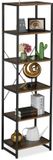 Merkloos Relaxdays Boekenrek, 180 x 50 x 35 cm (h x b x d), 6 etages, industrieel, opbergrek voor woonkamer, keuken, hal, zwart/bruin