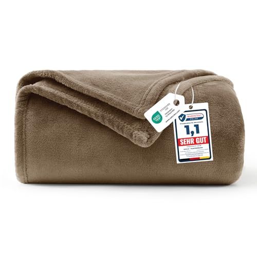 WAVVE Fleece Deken 150x200 cm – Extra Zachte Warme Plaid & Knuffeldeken, Bankdeken Woondeken voor op de Bank, Bed of Reis – Lichtgewicht, Anti-pilling & Machinewasbaar – Bruin