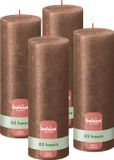 Bolsius Rustieke kaars Shimmer - 4 Stuks - Metallic Koper Brons - 19cm - 85 branduren