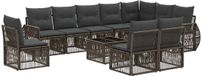 vidaXL Banc de jardin - Ensemble - 11 pièces - Gris et Gris foncé - Polyrattan