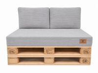 ODOL-PLUSZ Palettenset Kussens Grijs 120x80 cm met 2 Rugkussens 60x40 cm – Corduroy Palletkussens voor Tuin, Balkon en Terras
