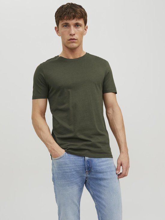 JACK & JONES JJEORGANIC BASIC TEE SS O-NECK NOOS Heren T-shirt - Olive Night - Maat L