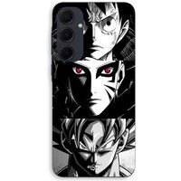 Maniacase Coque Pour Samsung galaxy A55 Sangoku Naruto Luffy one piece Dragon Ball Z fond noir et blanc