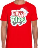 Bellatio Decorations Merry fitmas Kerstshirt / Kerst t-shirt rood voor heren - Kerstkleding / Christmas outfit XL