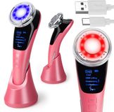 COIL EMS Gezichtsmassage Apparaat met LED Lichttherapie – 5 Modi (Clean, Cool, EMS Lifting, Moisturizing, Collageen) – Oplaadbaar – Anti-Aging Huidversteviging - Roze
