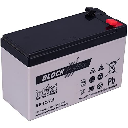 Intact Block-Power BP12-7.2 | 12 V 7,2 Ah | Hoogwaardige en betrouwbare voedingsbatterij | onderhoudsvrije AGM-batterij