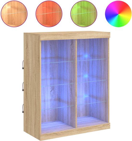 vidaXL Dressoir met LED-verlichting 81x37x100 cm sonoma eikenkleurig
