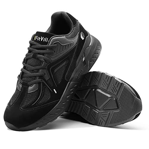 FitVille Dames Loopschoenen Extra Breed Trainers Breed Sportschoenen Fitness Schoenen Comfortabele Sneakers Gitzwart 38.5 EU breed