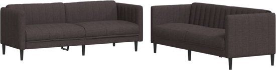 vidaXL 2-delige Loungeset stof donkerbruin