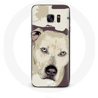 Maniacase Hoesje voor Samsung Galaxy S7 Edge Pitbull hond wit