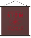 Merkloos Posterhanger incl. Poster 60x60 cm - Schoolplaat - Atomen - Vintage - Rood - Textielposter - Zwarte latten