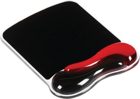 Kensington Duo Gel Ergonomic Mouse Pad with Wrist Rest - Black/Red