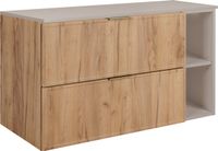 Craft Meuble de salle de bain, placage hêtre / aspect cachemire, poignées dorées, largeur 80 cm