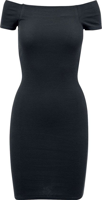 Urban Classics Dames Mini-jurk Off Shoulder Rib Zwart S