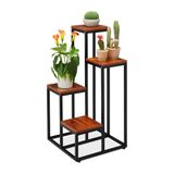 Relaxdays Plantenstandaard, 4 schappen, Zwart, MDF, Staal, Binnen, 800 mm Hoogte