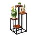 Relaxdays Plantenstandaard, 4 schappen, Zwart, MDF, Staal, Binnen, 800 mm Hoogte