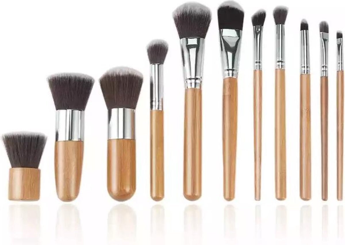 LOUZIR 10-delig bamboe Make-up geschenkset- Make-up Kwasten - Make Up Brush- Poederkwast -Make Up Penselen Set -Foundation Kwast- Poeder Kwast- Concealer brush- Lip brush