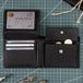 Noir, grand, élégant portefeuille homme en cuir lisse, modèle SH-121