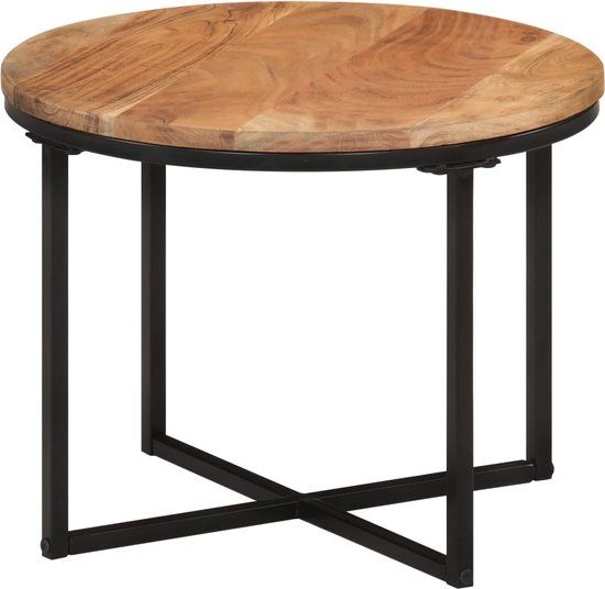 vidaXL Salontafel 45x45x35 cm Massief Acaciahout en IJzer
