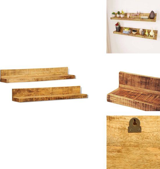 vidaXL Wandschappen - 2 stuks - massief hout - Bruin