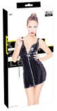 Black Level Bol Lak Jurk Met Veter en Rits Sluiting - Zwart - XL